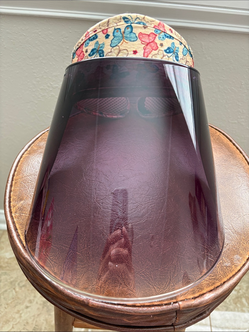 Butterfly Print Sun Visor with Tinted Face Shield